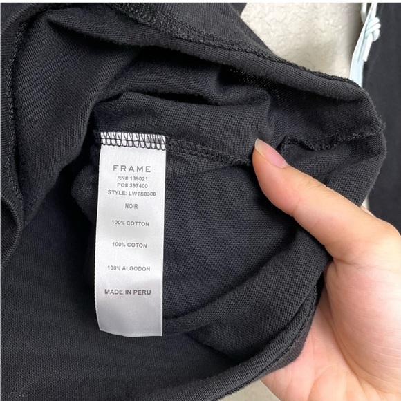 Frame Ruffle Crewneck Long Sleeve Cotton Shirt Size S Black Noir Classic - Picture 6 of 6